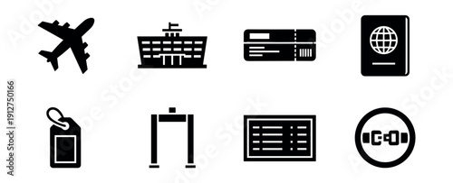 Air travel vector icons set