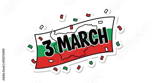 Celebrating the bulgarian national holiday on march 3rd with festive colors and confetti.