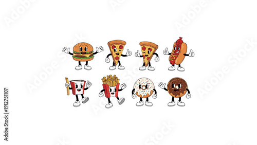 Cartoon Fast Food Characters Smiling