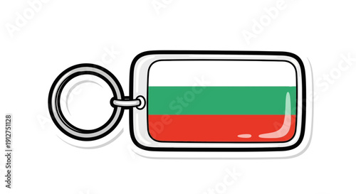 A keychain with the flag of bulgaria attached to it for identification purposes.