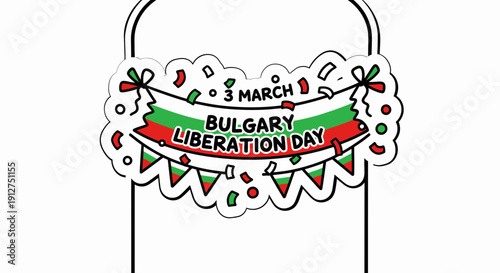 A decorative sign celebrating bulgaria liberation day with festive colors and ornaments.