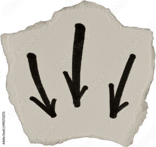 Wallpaper Mural Black And White Vintage Ripped Paper Three Down Arrows Doodle Torontodigital.ca