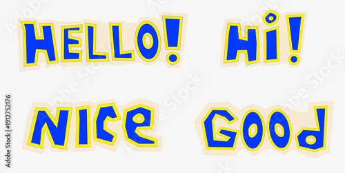 Electric Blue Retro Pop Bold Typography Vector Set