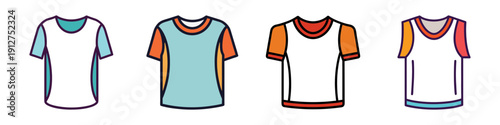 Colorful T-Shirt Designs Set, Flat Design Elements, vector illustration