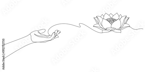Continuous palm lines and lotus flowers for Vesak day eps 2