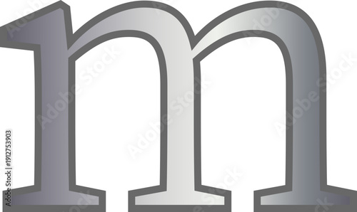 m metallic silver lowercase letter alphabet