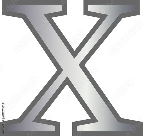 x metallic silver lowercase letter alphabet