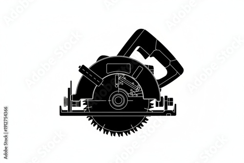 Circular Saw Silhouette: A precise, clean silhouette of a circular saw, highlighting the tool's design and functionality.