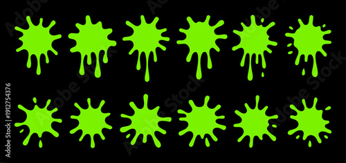 Virus Icons Set Green Splat