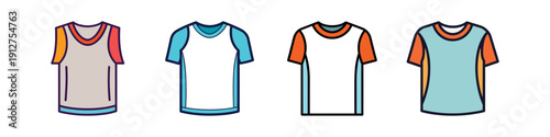 Colorful T-Shirt Collection Flat Design Vector Illustration