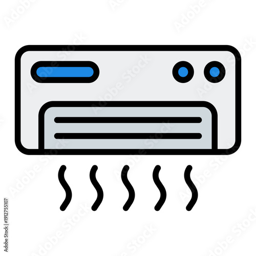 Air Conditioner Filled Line Icon Vector for Hotel Service and Hospitality, Accommodation Facilities and Guest Amenities Symbol