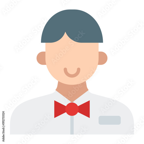 Waiter Flat Icon Vector for Hotel Service and Hospitality, Accommodation Facilities and Guest Amenities Symbol