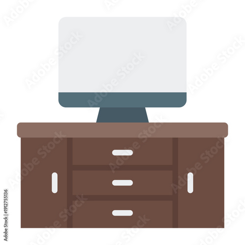 TV Flat Icon Vector for Hotel Service and Hospitality, Accommodation Facilities and Guest Amenities Symbol