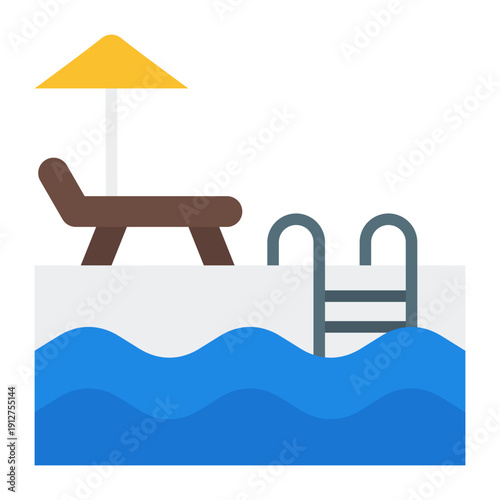 Swimming Pool Flat Icon Vector for Hotel Service and Hospitality, Accommodation Facilities and Guest Amenities Symbol