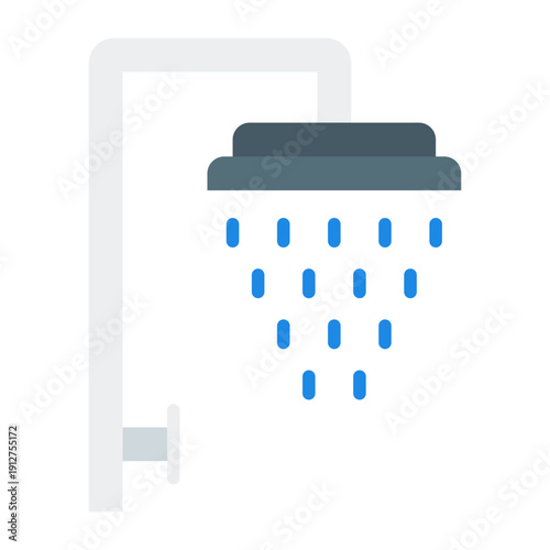 Shower Flat Icon Vector for Hotel Service and Hospitality, Accommodation Facilities and Guest Amenities Symbol