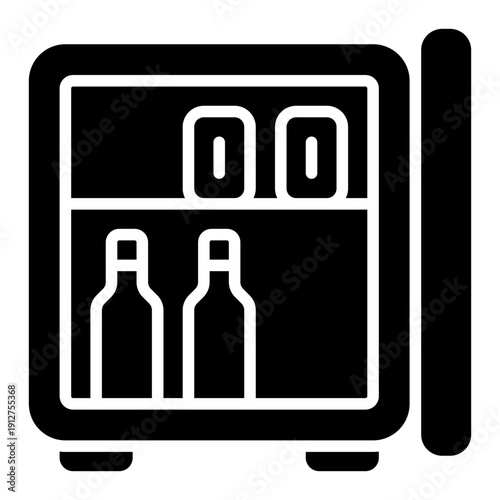 Minibar Glyph Icon Vector for Hotel Service and Hospitality, Accommodation Facilities and Guest Amenities Symbol