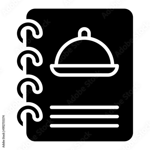 Menu Glyph Icon Vector for Hotel Service and Hospitality, Accommodation Facilities and Guest Amenities Symbol