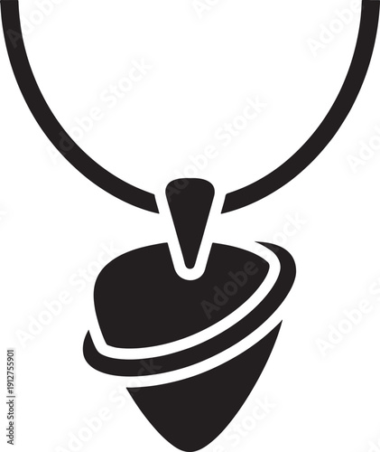 Black and White Pendant Necklace Design Illustration
