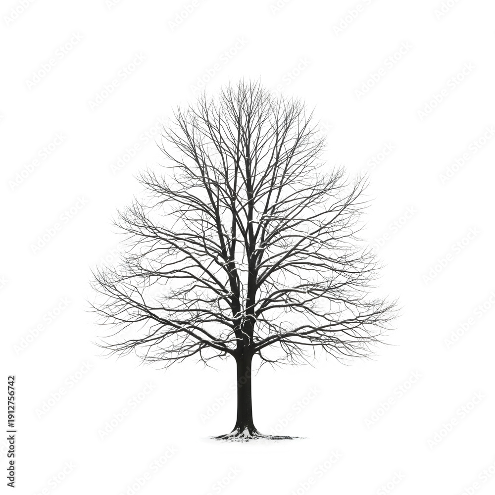 Obraz premium A grayscale image of a tree with bare branches on a black background