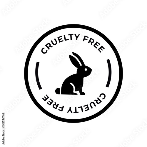 Cruelty Free Round Badge Icon Rabbit Silhouette Stamp Vector Label