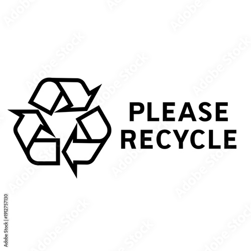 Recycling symbol with please recycle text for eco friendly practices