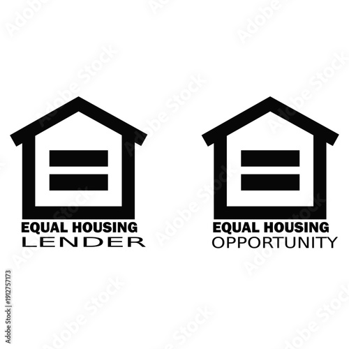 Equal housing lender and opportunity logos in black