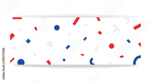 Red, white, and blue confetti pattern on a white background, isolated on transparent background