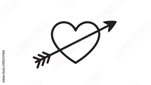 Heart with Arrow Vector Minimalist Love Icon Illustration