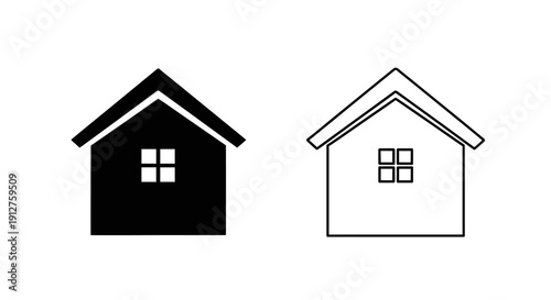 Minimalist house icon set, simple home symbol, clean architecture sign, modern dwelling design Vector