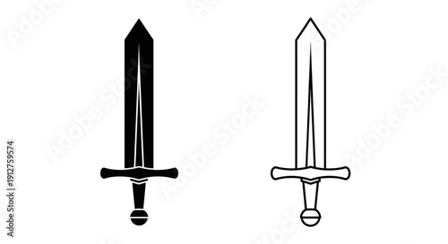 Medieval sword, sharp sword, ancient weapon, fantasy art, sword illustration, blade design Vector