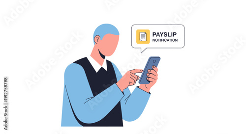 A person receives a digital payslip notification on their smartphone, illustrating modern financial management and convenient online salary access.