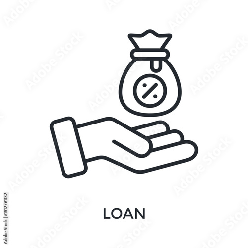 Loan Icon Outline Style. Vector Illustration For Graphic Design