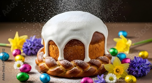 Wallpaper Mural Easter Cake with Glaze and Flowers Torontodigital.ca