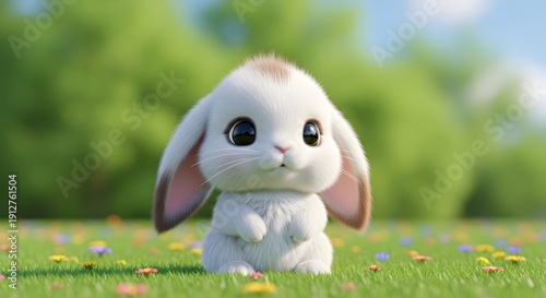 Wallpaper Mural Adorable White Bunny in Sunny Meadow Torontodigital.ca