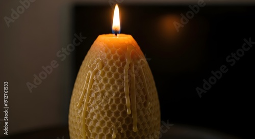 Wallpaper Mural Honeycomb Candle Burning in Dim Light Torontodigital.ca
