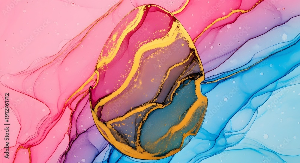 custom made wallpaper toronto digitalAbstract Egg with Gold Veins in Pastel Gradient
