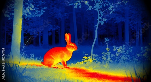 Wallpaper Mural Thermal Forest Rabbit at Night Torontodigital.ca