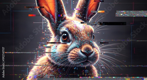 Wallpaper Mural Glitch Rabbit Digital Art Torontodigital.ca