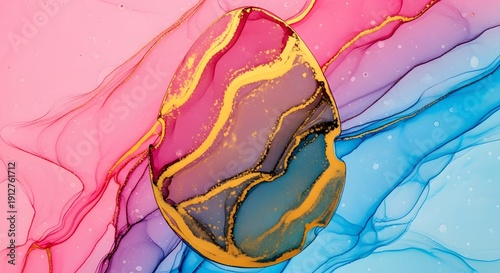 Wallpaper Mural Abstract Egg with Gold Veins in Pastel Gradient Torontodigital.ca