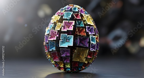 Glittering Geometric Egg in Studio Lighting