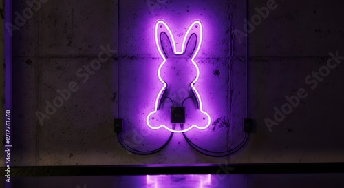 Purple Neon Bunny Wall Art