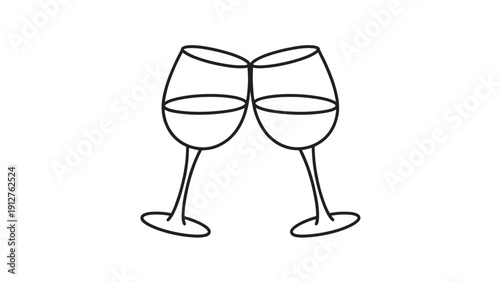 Wine Glass Toast Vector Minimalist Celebration Icon