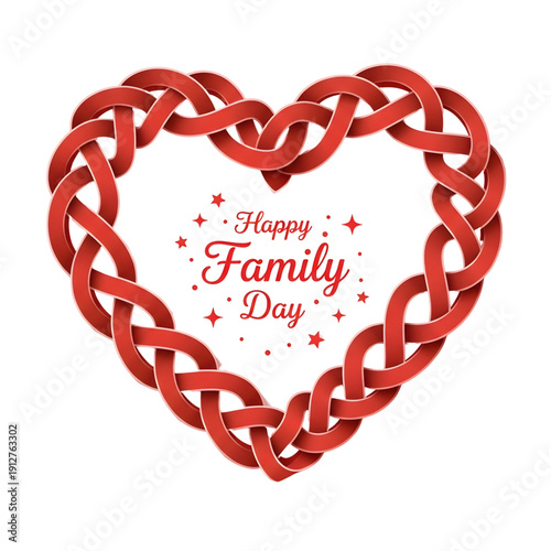 Happy Family Day celebration with heartwarming braided heart design