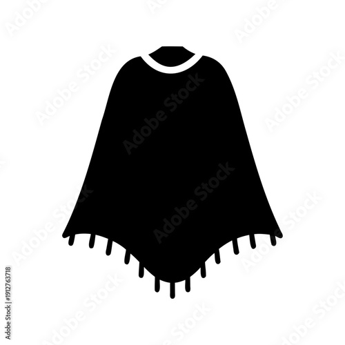 Monochromatic minimalist poncho icon depicting a traditional piece of clothing