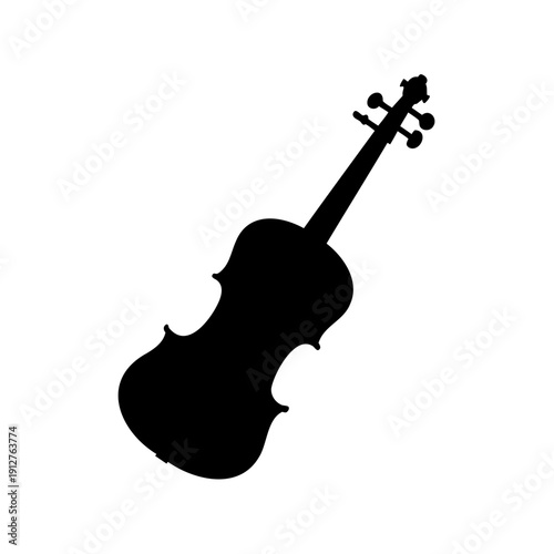 Silhouette of a Violin Classical Musical Instrument against a White Background