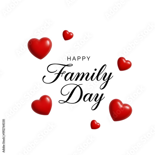 Heartfelt Family Day celebration with floating red hearts