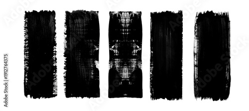 rolled ink stamp textures handmade with brayer. Letterpress vintage rough  rectangle background. Linocut relief printing shapes ON transparent 
 Irregular  grunge vertical roller band uneven pressure 