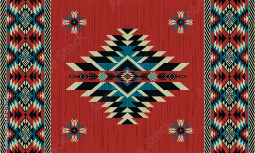 American tribal ethnic native pattern.Traditional Navajo,Aztec,Apache,Southwest and Mexican style fabric pattern.Abstract vector motifs pattern.For fabric,clothing,blanket,carpet,woven,wrap,decoration