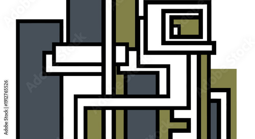 Abstract Geometric Pattern with Interlocking Lines and Modern Shapes