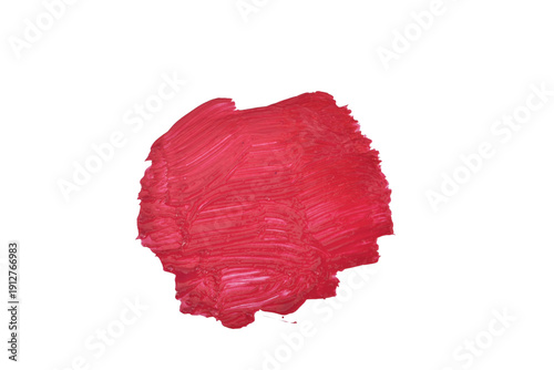 Red watercolor paint spot isolated on white background.